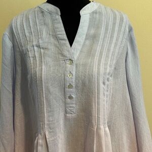 Very pretty plus size tunic blouse in blue/lilac/pink hues. Never worn with tags